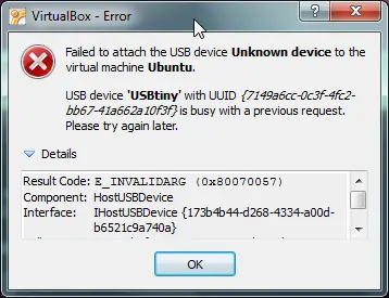 failed usb virtual machine device virtualbox attach techyv connect error